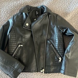 Faux Black Leather Jacket - kid size 6x.